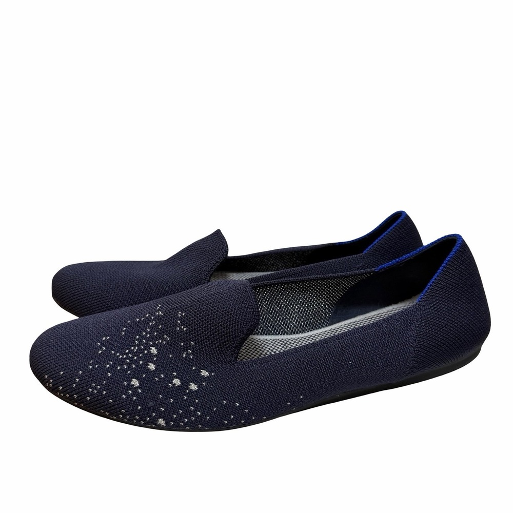 Rothys Pisces Zodiac Slip On Ballet Flats Womens US 8 Navy Knit Washable Loafers